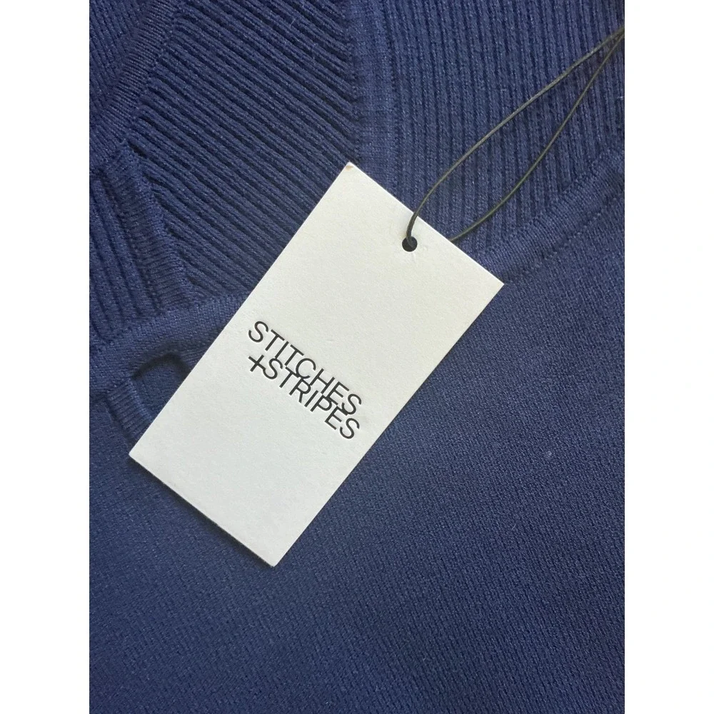 Stitches & Stripes Sapphire Blue Knit Mini Dress Sweetheart Keyhole  S